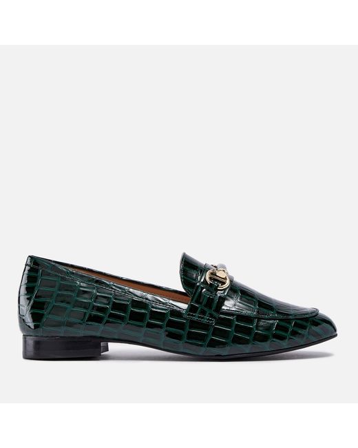 Dune Green Grange Croc-effect Leather Loafers
