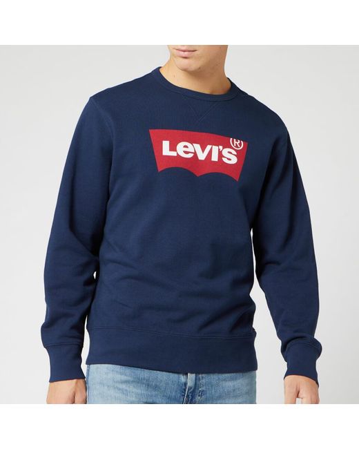 Levi's Blue Navy Logo Graphic Cotton Sweatshirt for men