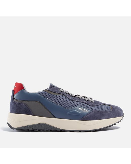 HUGO Blue Kane Runn Mesh And Faux Leather Trainers for men