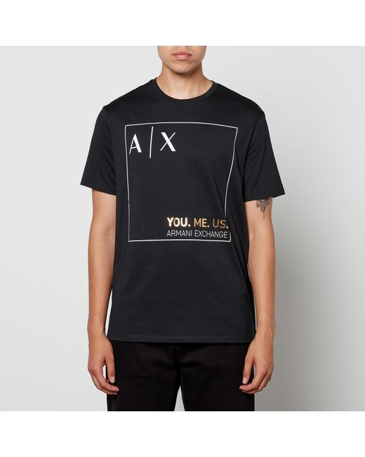 Armani Exchange Black You Me Us Printed Cotton-jersey T-shirt for men