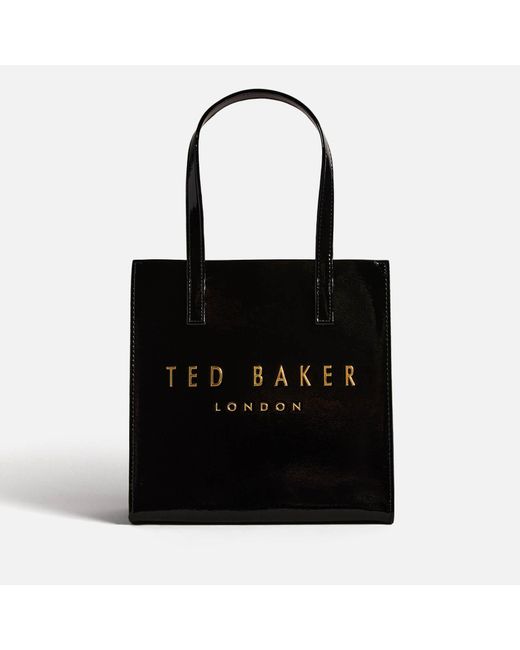 Ted Baker Black Crinion Faux Leather Small Icon Tote Bag