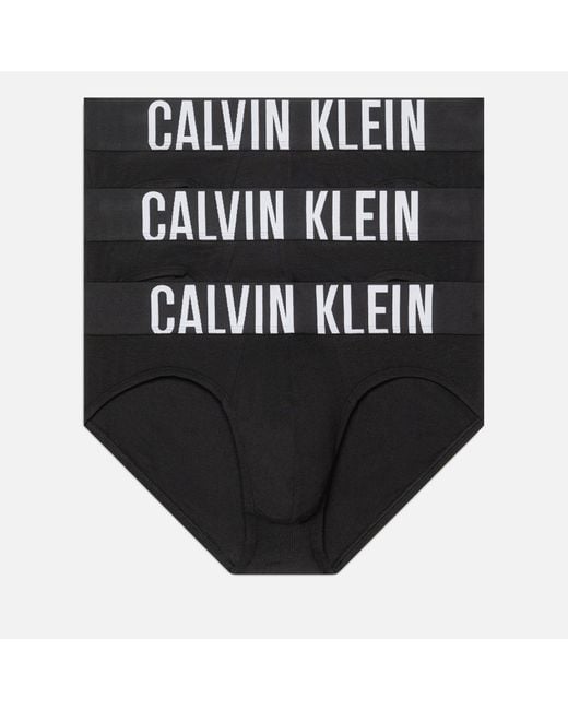 Calvin Klein Black Intense Power Stretch Cotton-blend 3-pack Hip Briefs for men