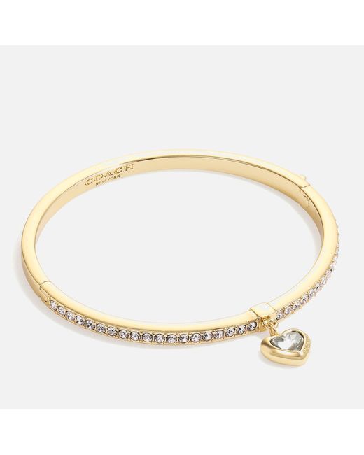 COACH Metallic Crystal Heart Charm Bangle