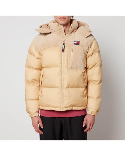 Tommy Hilfiger Cord Mix Alaska Puffer Jacket in Natural for Men | Lyst