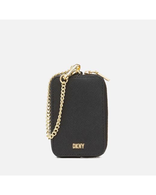 DKNY Black Sidney Za Gold-tone Leather Pouch