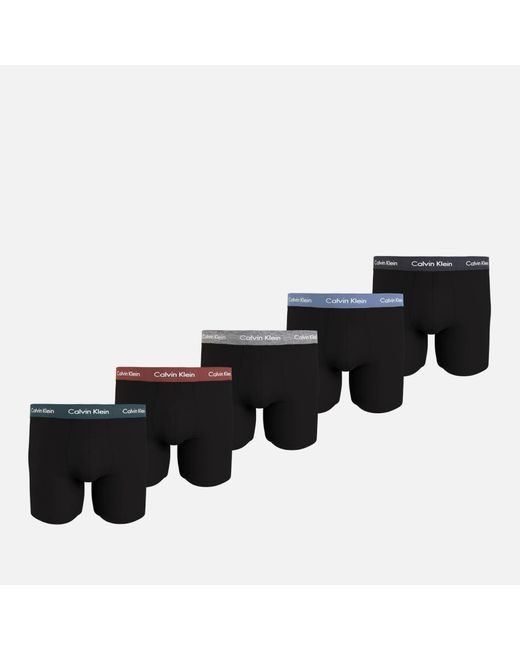 Calvin Klein Five-Pack Stretch-Cotton Jersey Boxer Briefs in Black für Herren