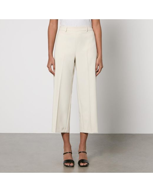 MAX&Co. Natural Omaggio Cropped Crepe Straight-leg Trousers