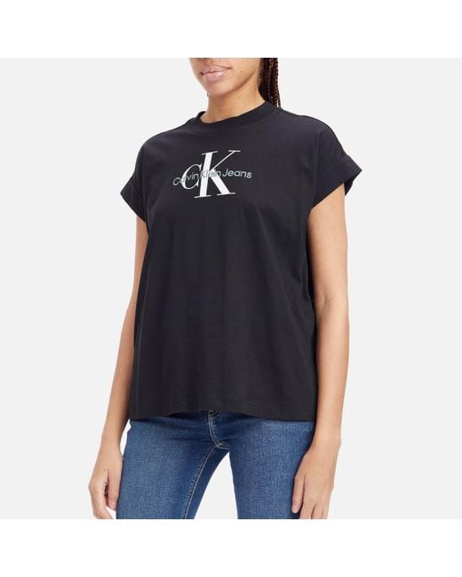 Calvin Klein Black Petite Foil Monogram Logo T-shirt