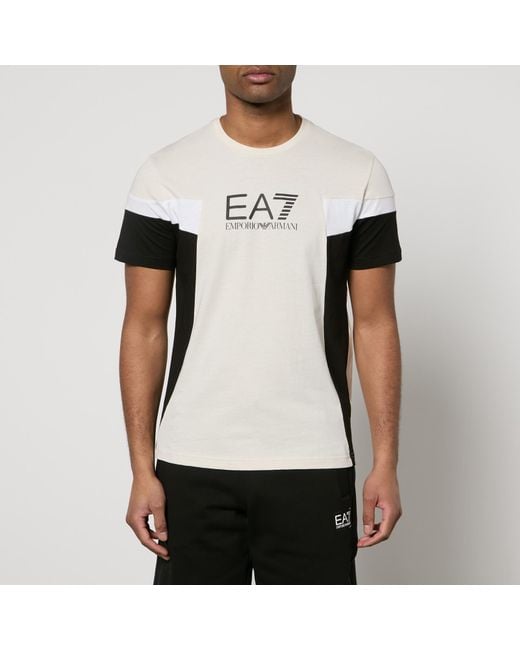 EA7 White Summer Cotton-jersey T-shirt for men