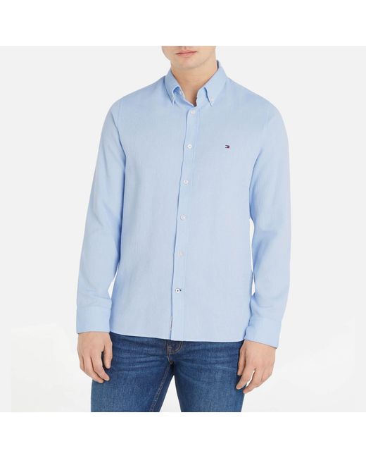 Tommy Hilfiger Dobby Slim Fit Cotton Shirt in Blue for Men | Lyst