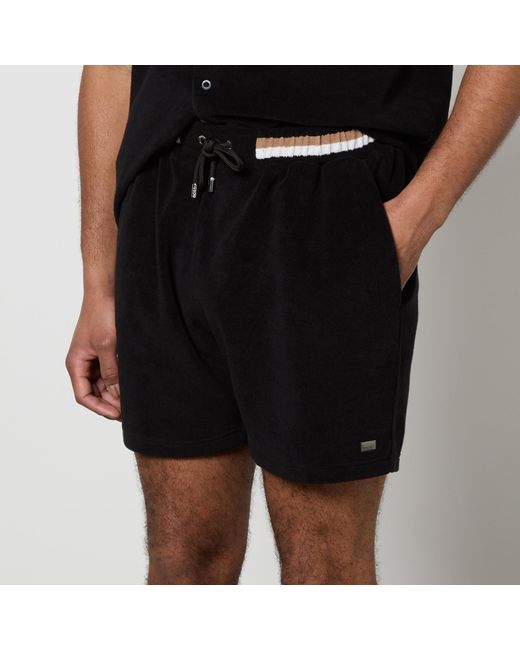 Boss Black Cotton-blend Terry Towelling Beach Shorts for men