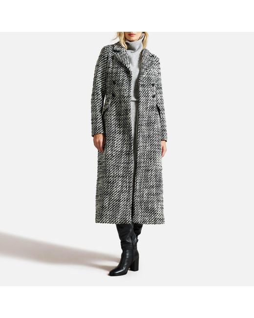 Ted Baker Black Lio Double Breasted Wool-blend Coat