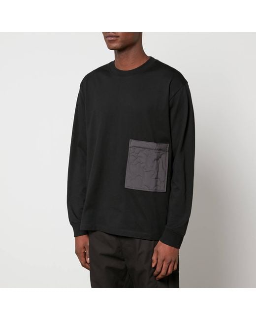 HUGO Black Dottin Pocket Cotton-jersey Sweatshirt for men