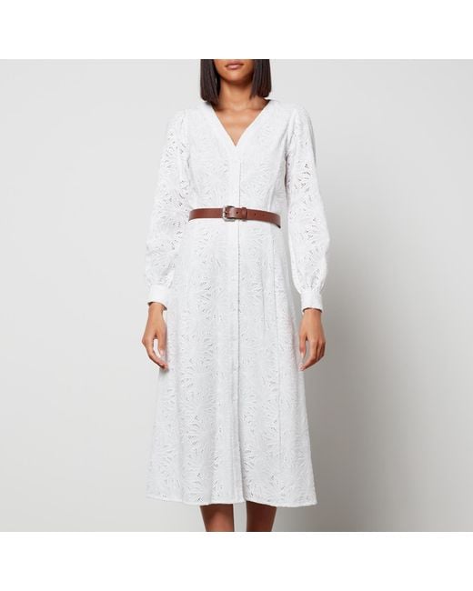 MICHAEL Michael Kors White Palm Eyelet Kate Dress