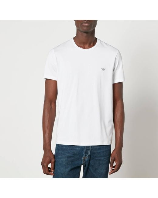 Emporio Armani White Two-pack Stretch-cotton Jersey T-shirts for men