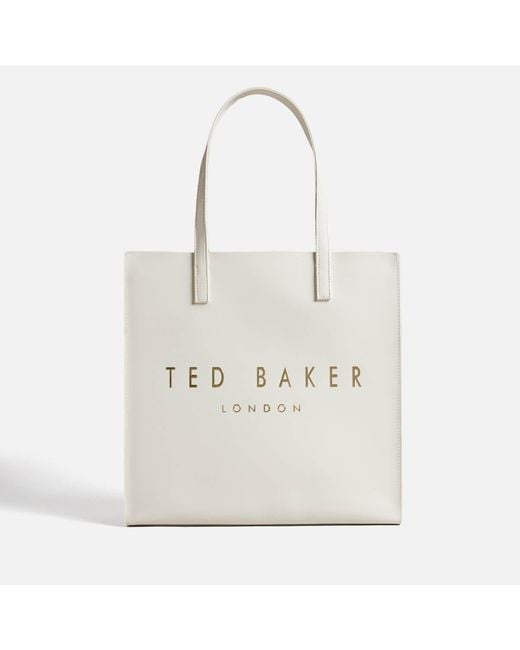 Ted Baker White Crinkon Faux Leather Large Tote Bag