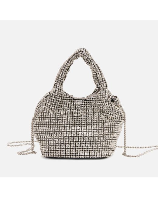 DKNY Gray Gwen Crystal-embellished Faux Leather Bag