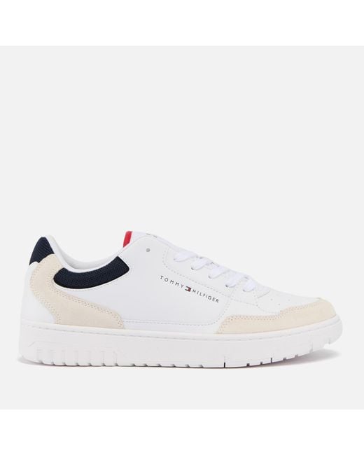 Tommy Hilfiger White Suede And Mesh Trainers for men