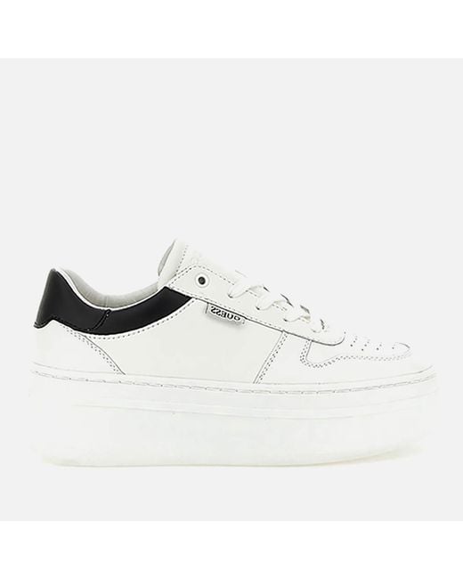 Guess White Lifet Chunky Flatform Leather Trainers