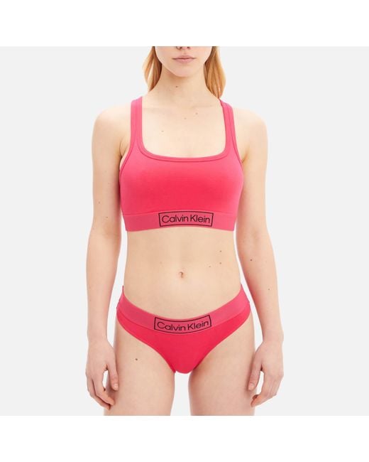 Calvin Klein Red Waistband Cotton-Blend Bikini Briefs