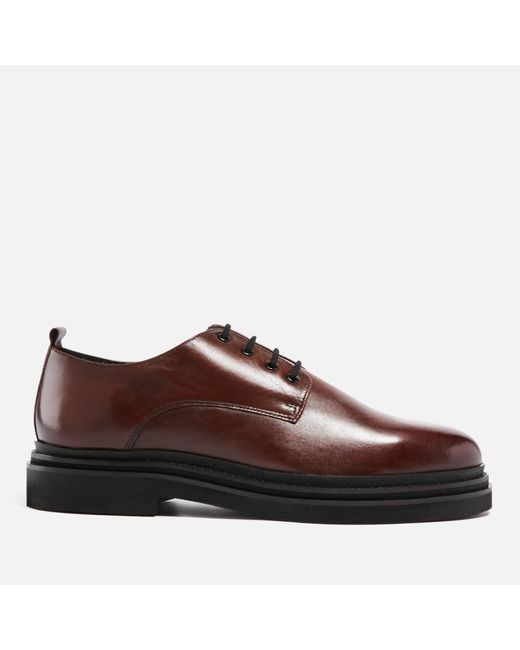 Walk London Brown Brooklyn Derby Leather Shoes for men