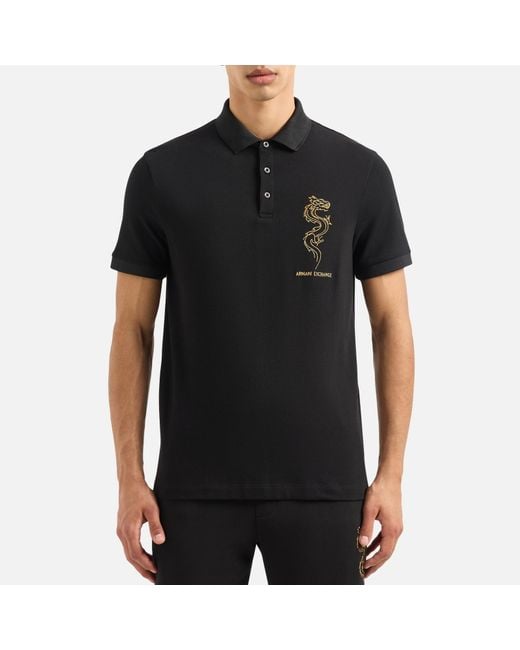 Armani Exchange Black Cny Cotton Polo Shirt for men