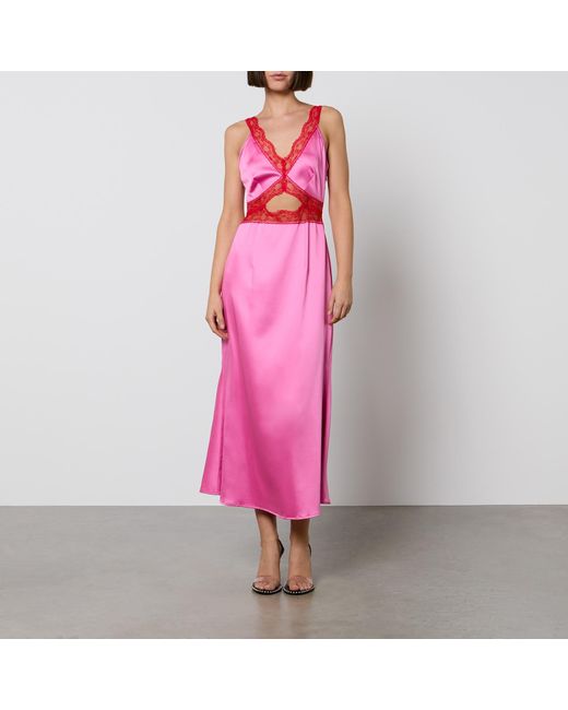 Never Fully Dressed Pink Eliza Satin Midi Dress