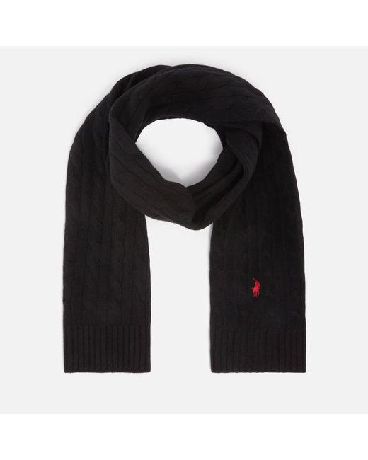 Polo Ralph Lauren Black Classic Cable Scarf for men