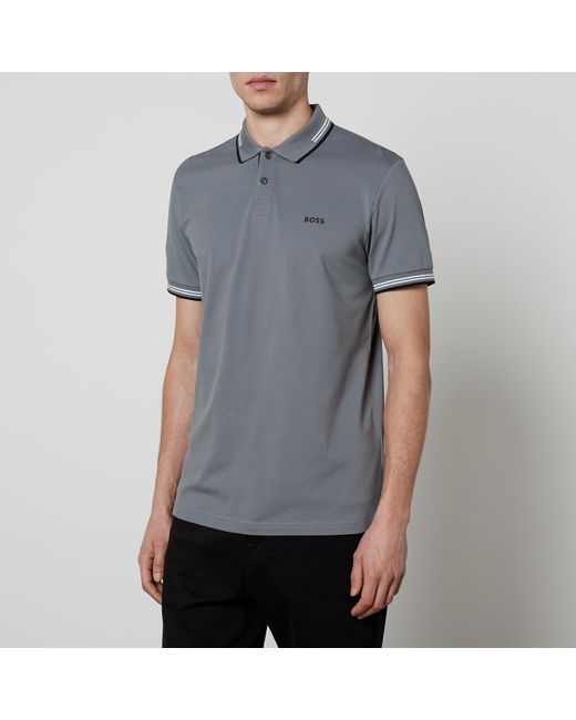 Boss Gray Paul Stretch Cotton-piqué Polo Shirt for men