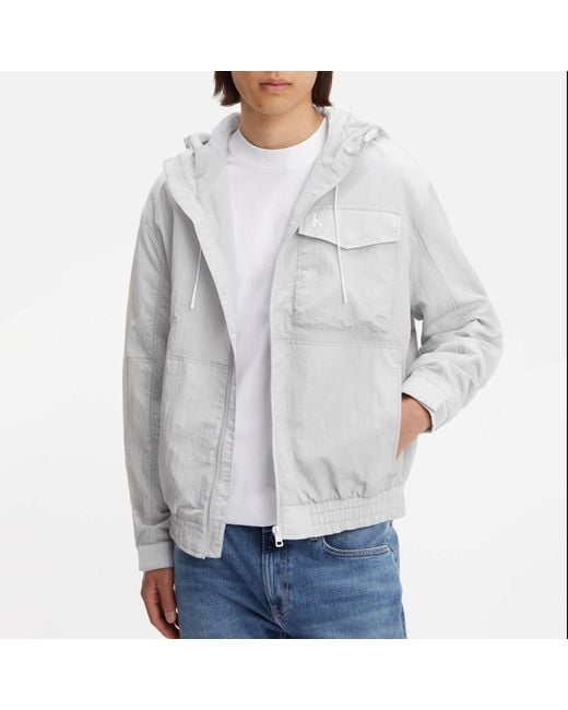 Calvin Klein Gray Ripstop Nylon Windbreaker for men