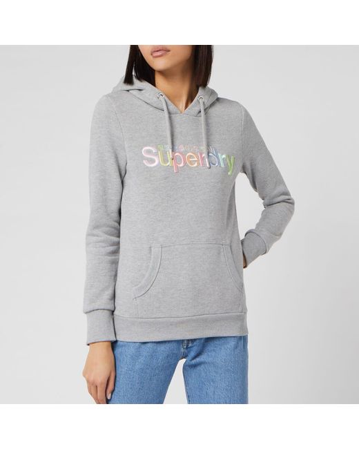 Superdry Gray Rainbow Embroidered Hoodie