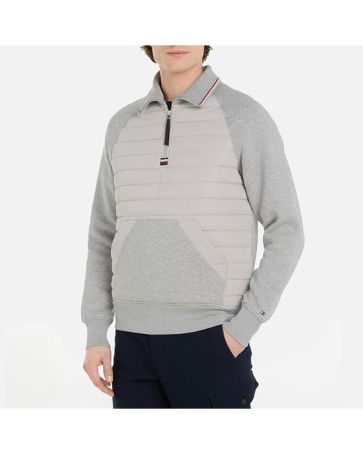 Tommy Hilfiger Mix Media Cotton-blend Half-zip Sweatshirt in Gray for Men |  Lyst