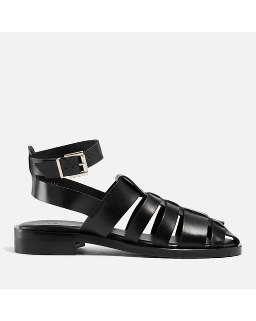 Alohas Black Perry Leather Fisherman Sandals