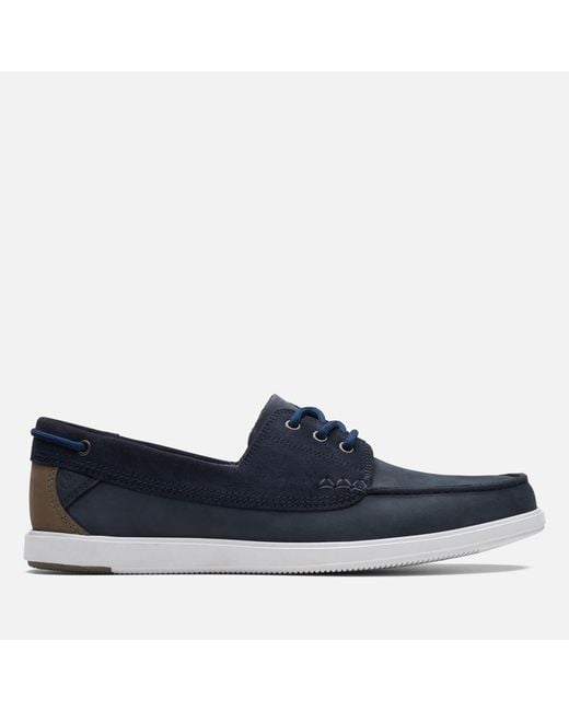 Clarks Bratton Leather Boat Shoes in Blue for Men Lyst UK