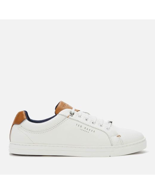 Ted Baker White Thwally Leather Trainers for men