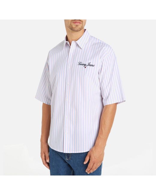 Tommy Hilfiger White Stripe Luxe Cotton-poplin Shirt for men