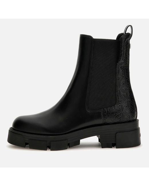 Guess Black Madla3 Embossed Leather Chelsea Boots