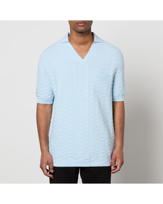 HUGO Spato Jacquard-Knit Cotton Polo Shirt in Blue für Herren