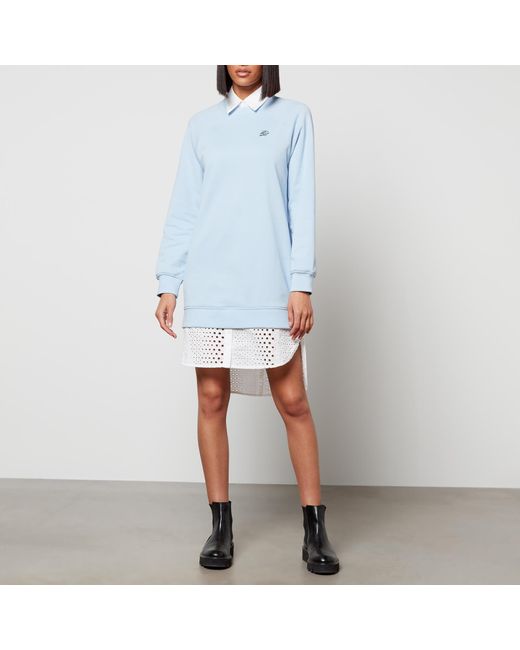 Karl Lagerfeld Blue Broderie Anglaise Sweat Dress