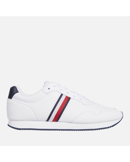 Tommy Hilfiger Leather Running Style Trainers in White for Men | Lyst