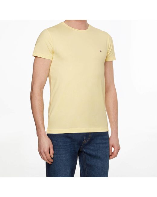 Tommy Hilfiger Cotton Stretch Slim Fit T-shirt in Yellow for Men | Lyst