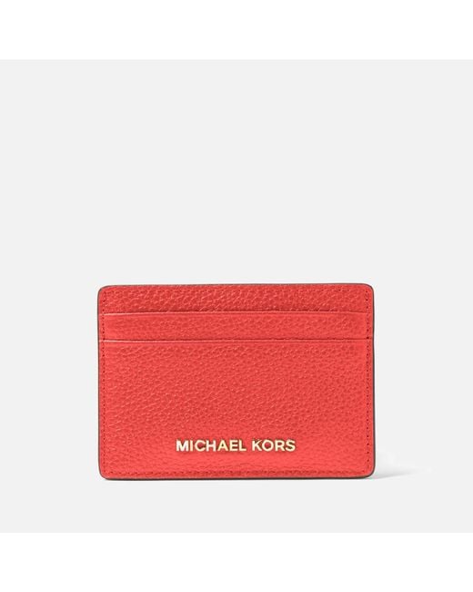 MICHAEL Michael Kors Red Jet Set Pebble-grain Leather Cardholder