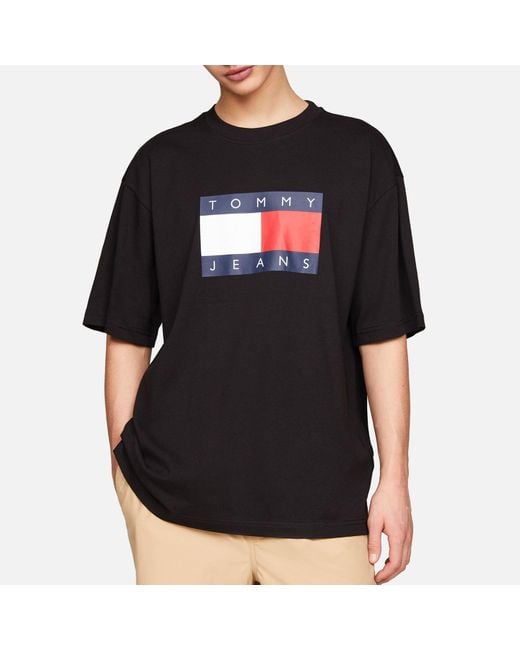 Tommy Hilfiger Black Logo Oversized Cotton T-shirt for men