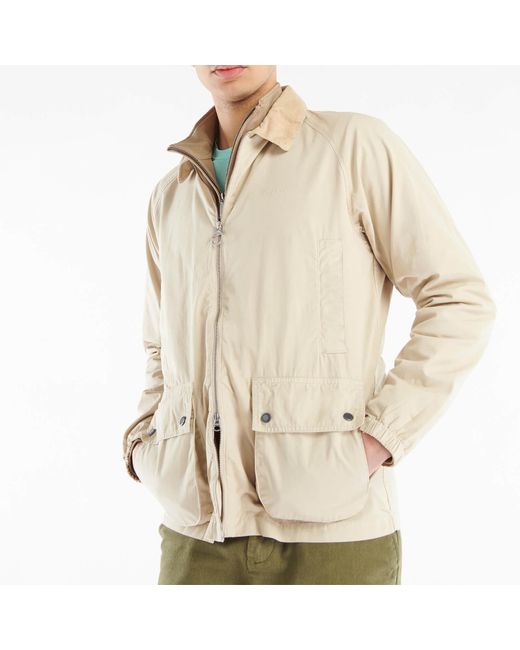 Barbour 55 Degrees North Chore Cottontwill Jacket in Cream (Natural