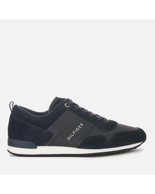 Tommy Hilfiger Blue Iconic Leather/suede Mix Running Style Trainers for men