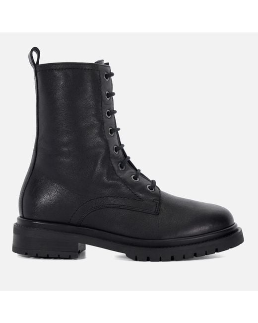 Dune Black Prestonne Leather Lace-Up Boots