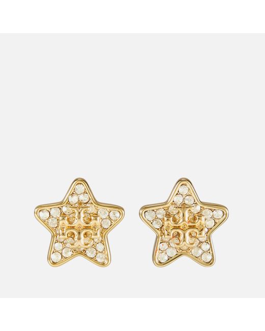 Tory Burch Metallic Kira Pave Star Gold-plated Stud Earrings