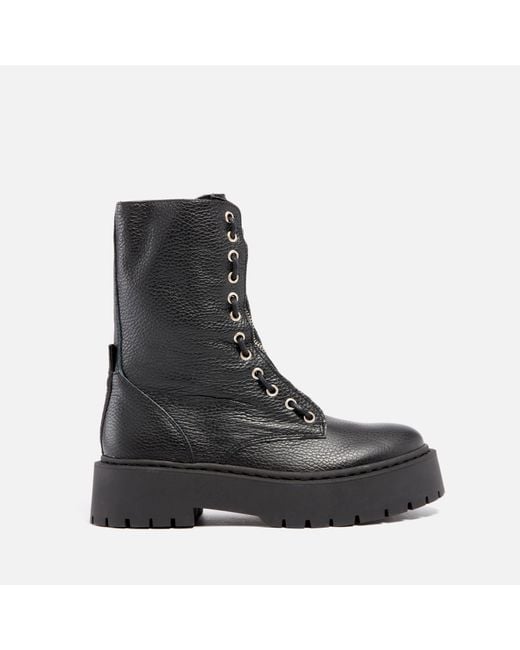 Steve Madden Odilia Leather Zipped Boots in Black | Lyst