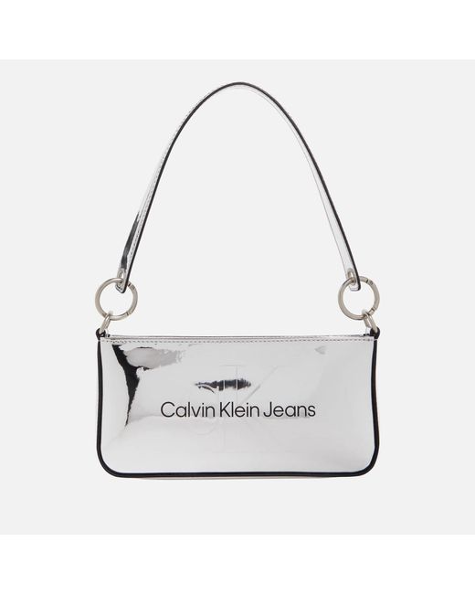 Calvin Klein White Sculpted 25 Mono Faux Leather Bag