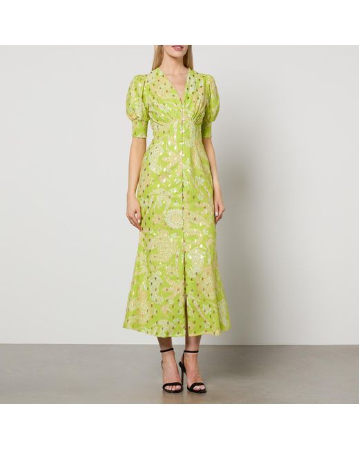 Never Fully Dressed Green Lindos Printed Cotton-blend Dress